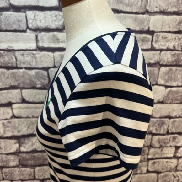 Ralph Lauren Sport Navy & White Stiped V-Neck Short Sleeve Top Size Small - Picture 4 of 8